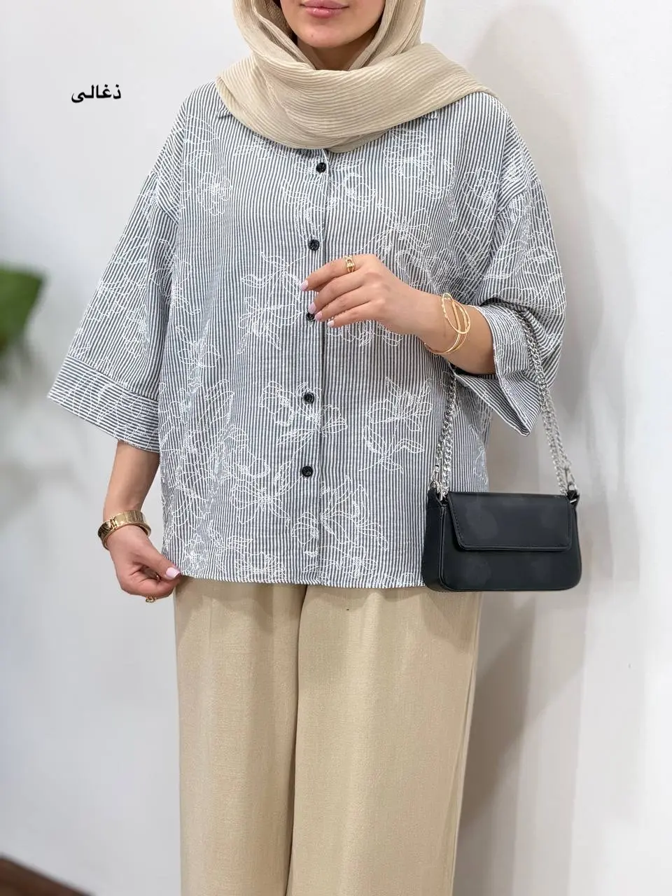 تونیک لینن گلدوزی کارینا